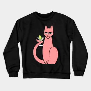 Cat w/ Martini Crewneck Sweatshirt